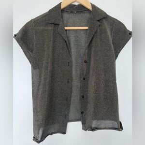 Sheer gold button down black buttons